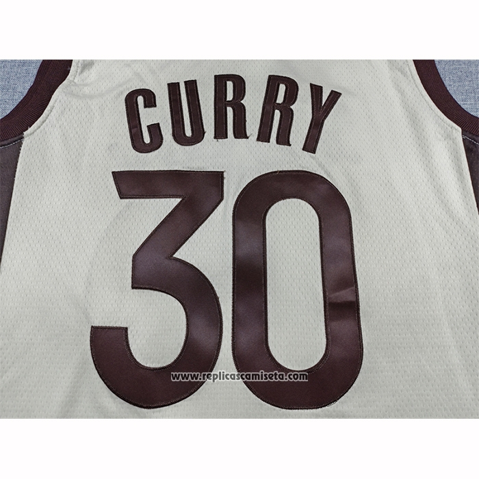 Camiseta Golden State Warriors Stephen Curry NO 30 Ciudad 2025-26 Crema
